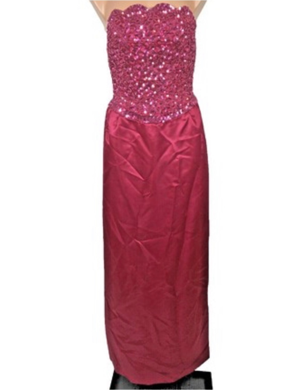 Vintage Miss Bonnie Formal Strapless Sequin Gown in Fuchsia